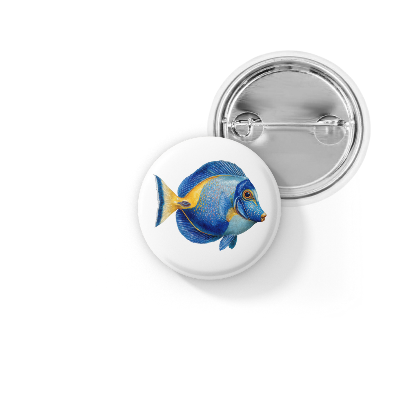 Blue Tang Tropical Fish Pin Back Button, Magnet