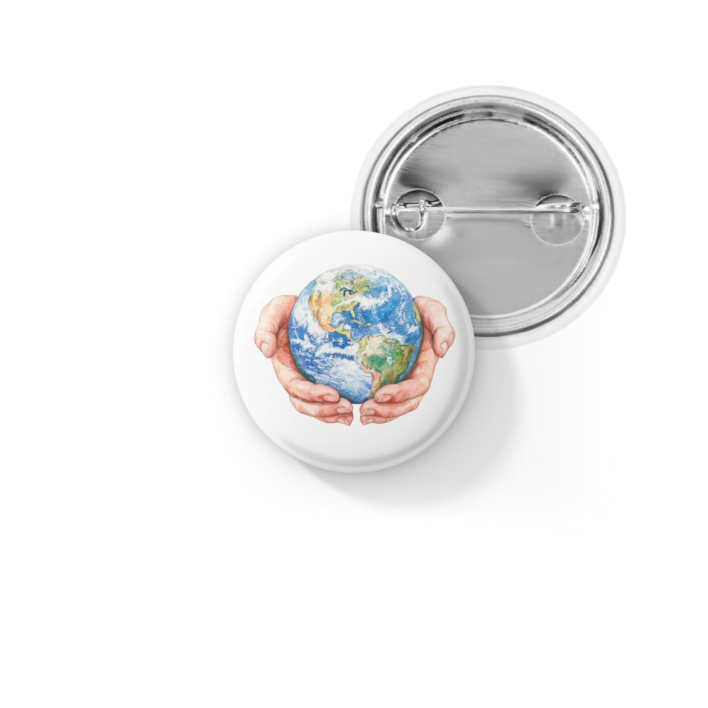 Earth Hands Pin Back Button, Magnet
