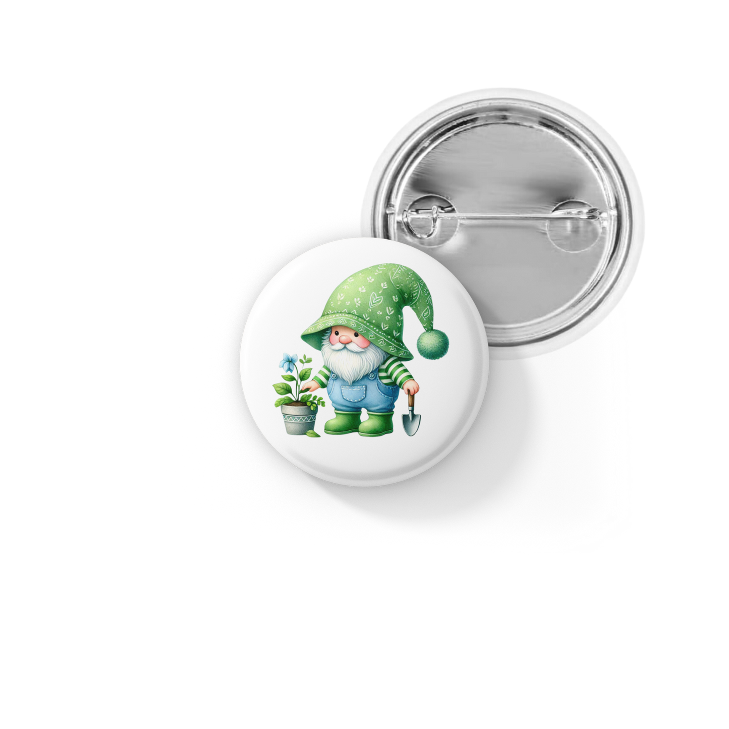 Garden Gnome Pin Back Button, Magnet