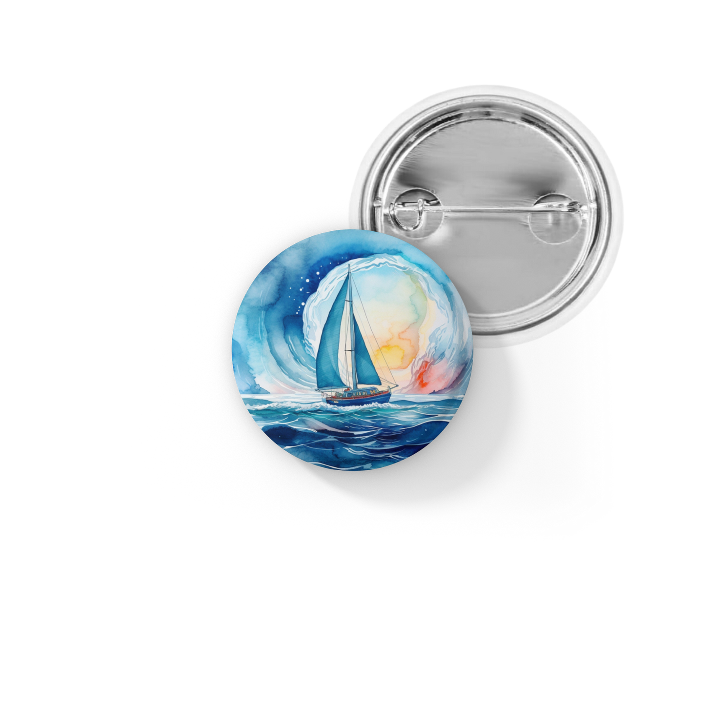 Sail Boat 4 Pin Back Button, Magnet
