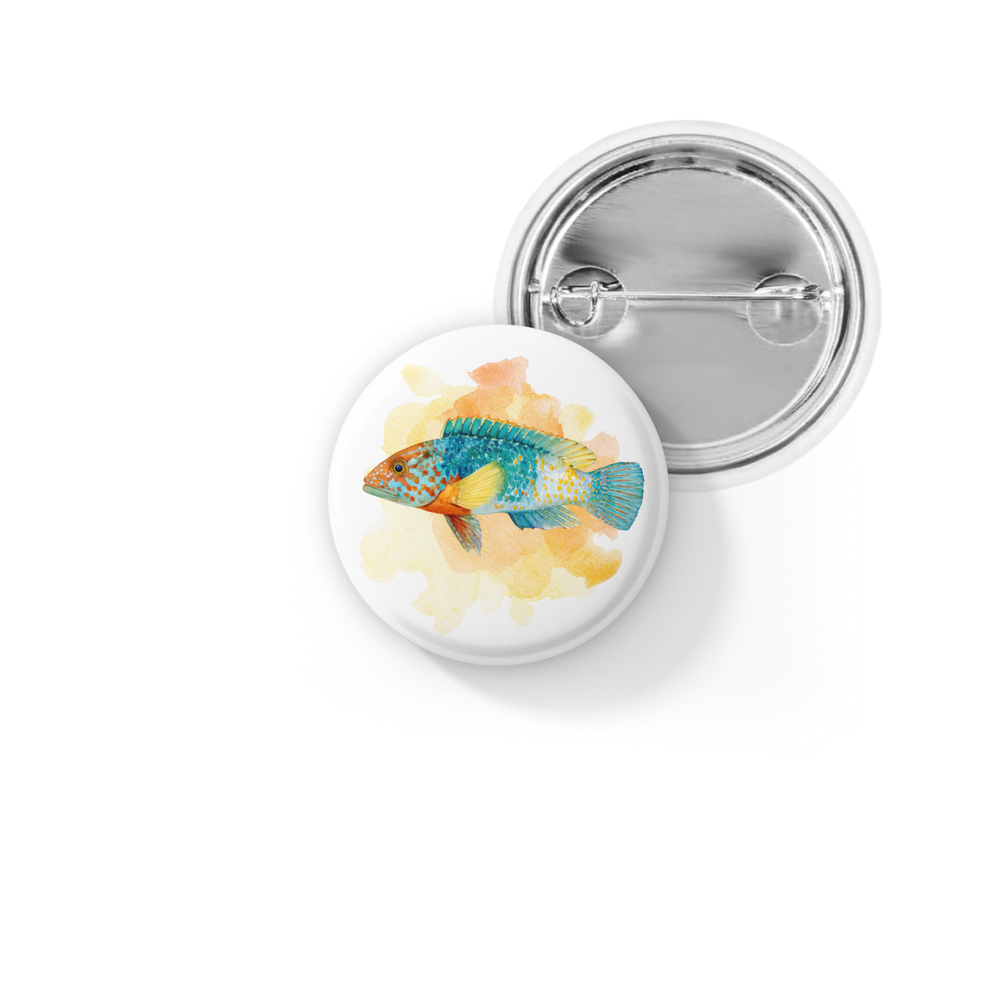 Wrasse Tropical Fish Pin Back Button, Magnet