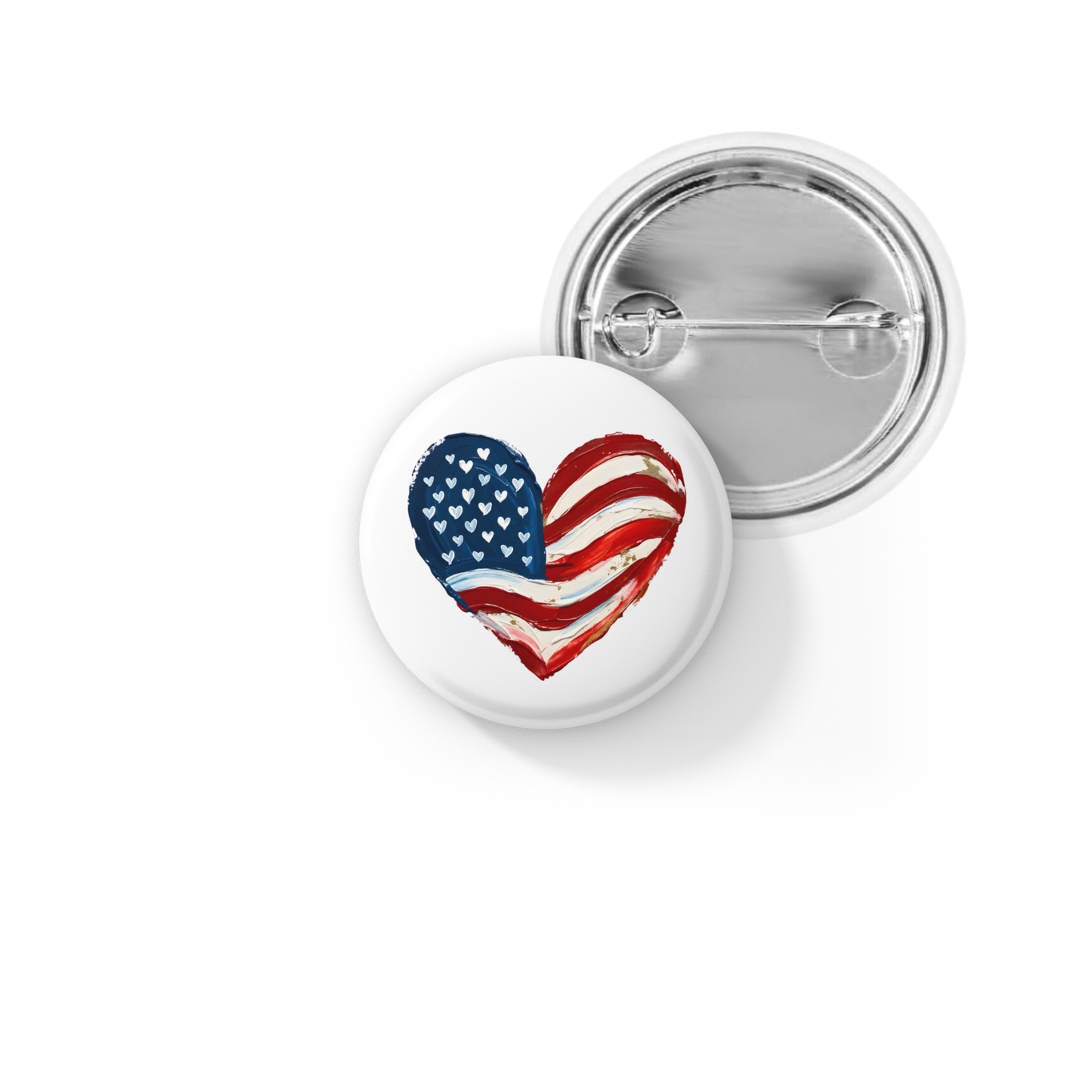 America Flag Heart Pin Back Button, Magnet