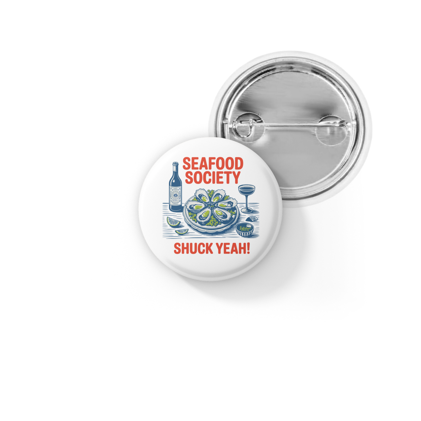 Seafood Society Pin Back Button, Magnet