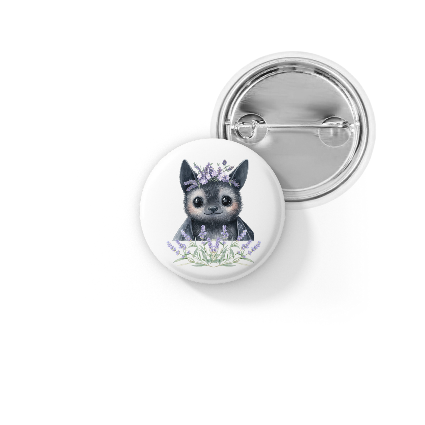 Lavender Bat 2 Pin Back Button, Magnet
