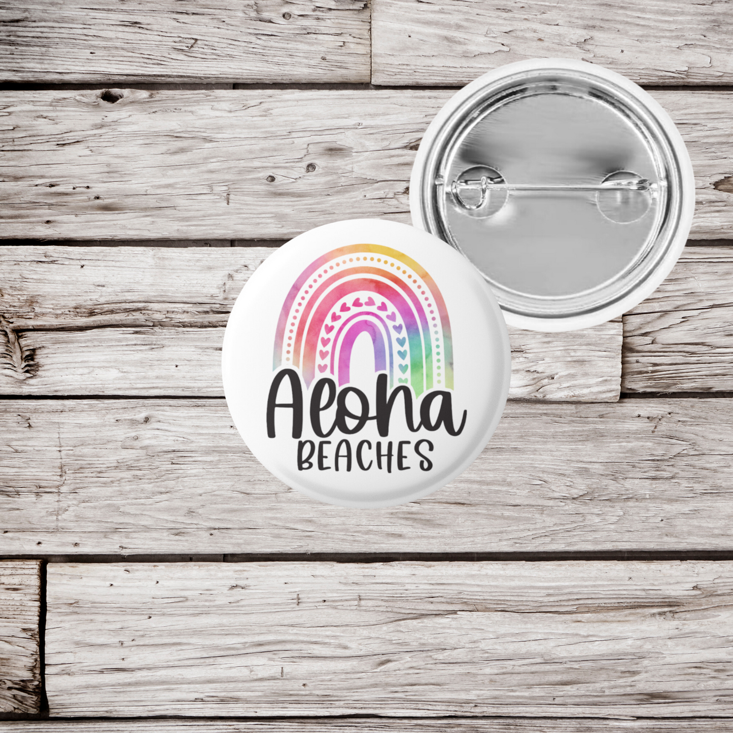 Aloha Beaches Pin Back Button, Magnet, Keychain