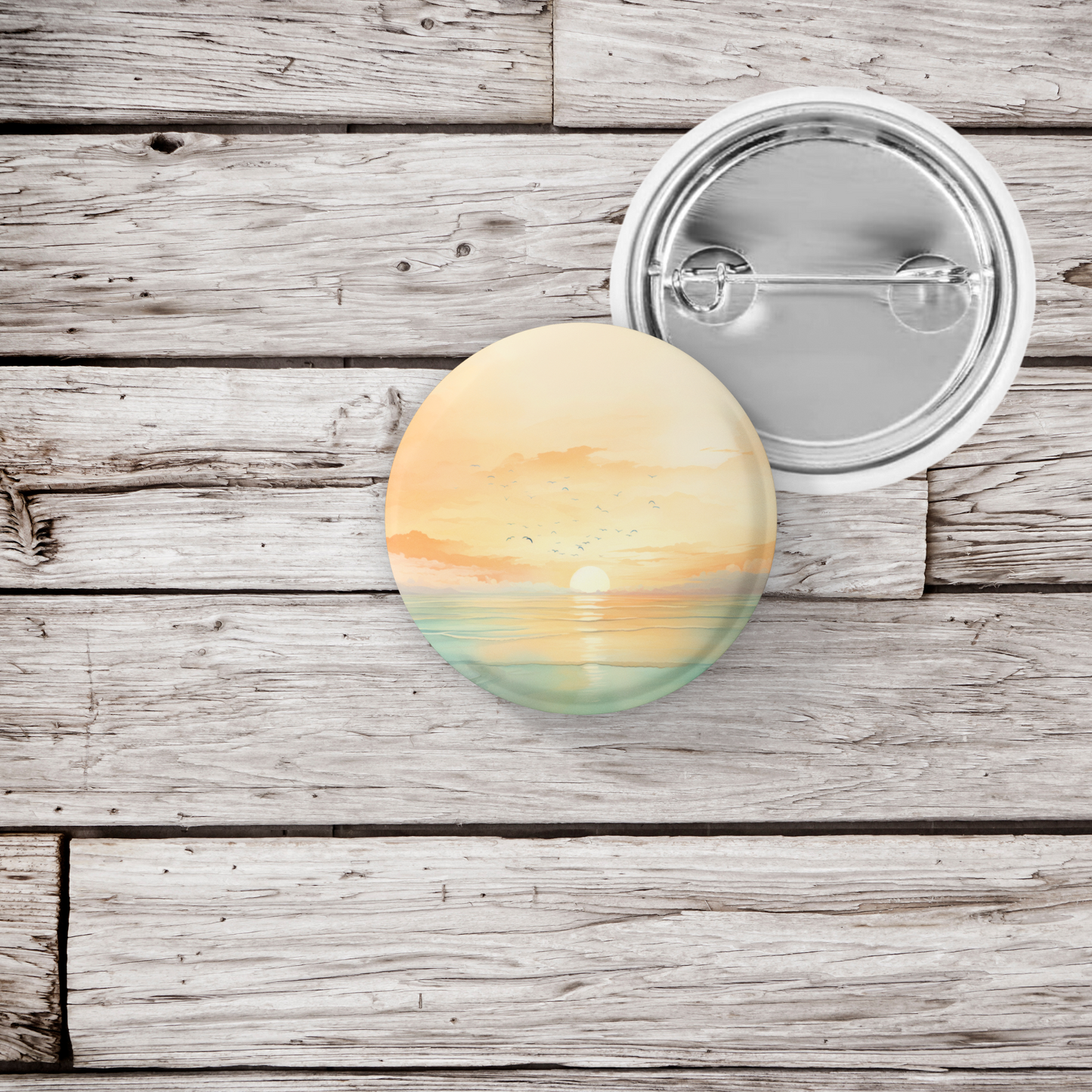 Beach Landscape 8 Pin Back Button, Magnet, Keychain