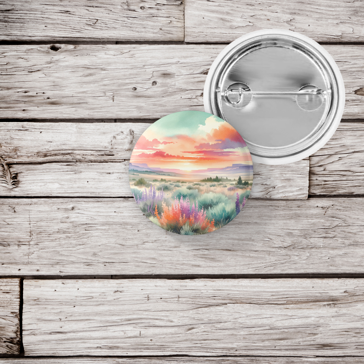 Southwest Desert 3 Pin Pin Back Button, Magnet, Keychain