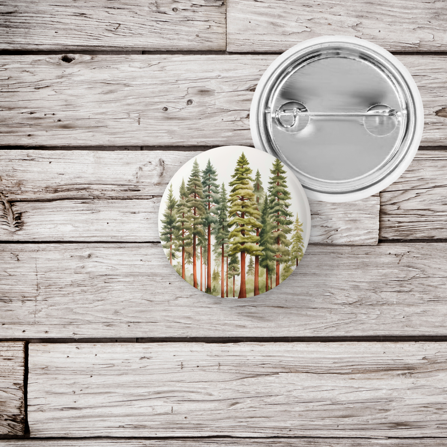 Redwood Forest 1 Pin Back Button, Magnet, Keychain