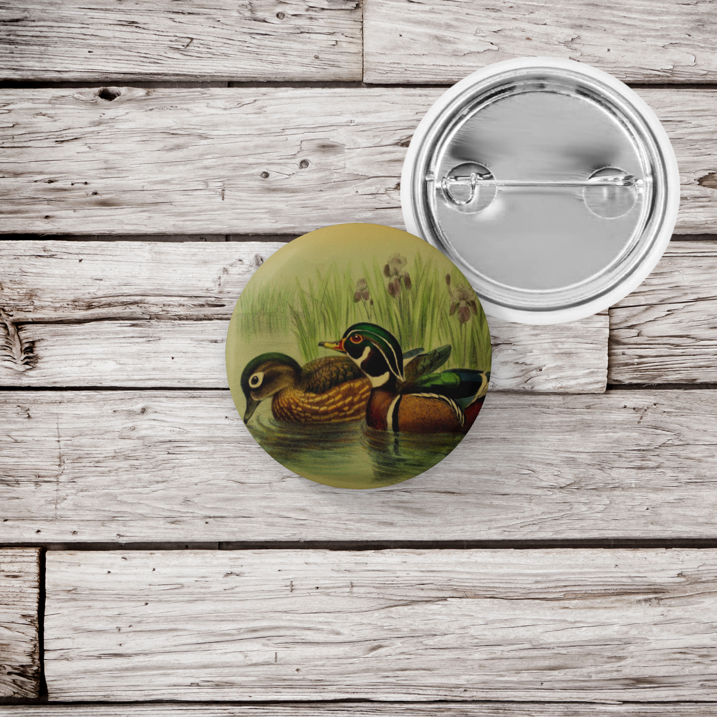 Wood Duck Pin Back Button, Magnet, Keychain