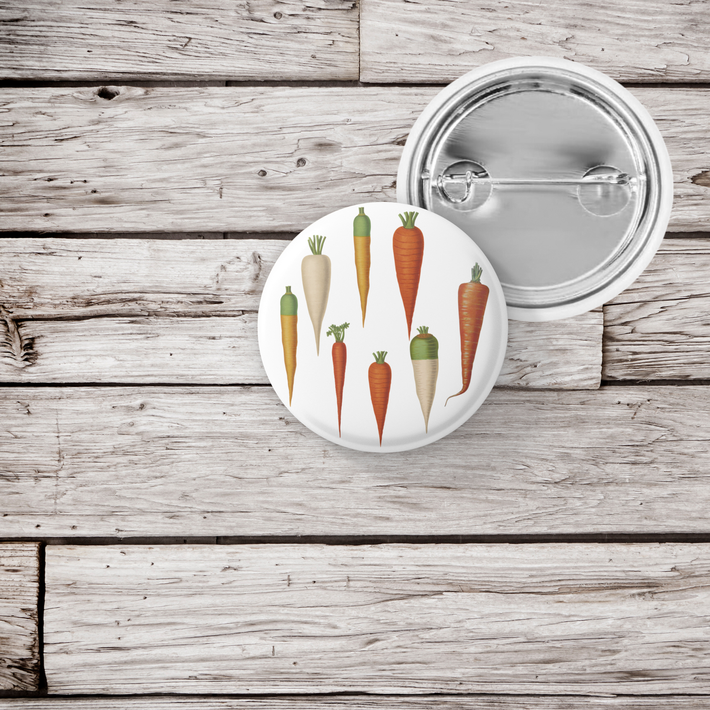 Carrots Pin Back Button, Magnet, Keychain