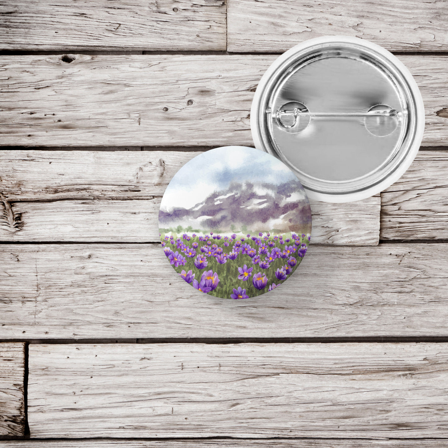 Wildflower Field 4 Pin Pin Back Button, Magnet, Keychain