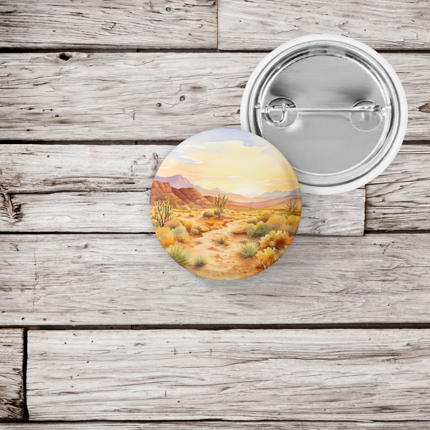 Desert Landscape 4 Pin Back Button, Magnet, Keychain