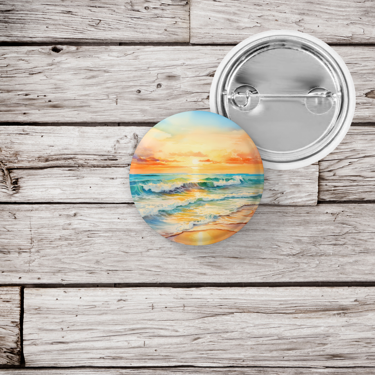 Beach Landscape 7 Pin Back Button, Magnet, Keychain