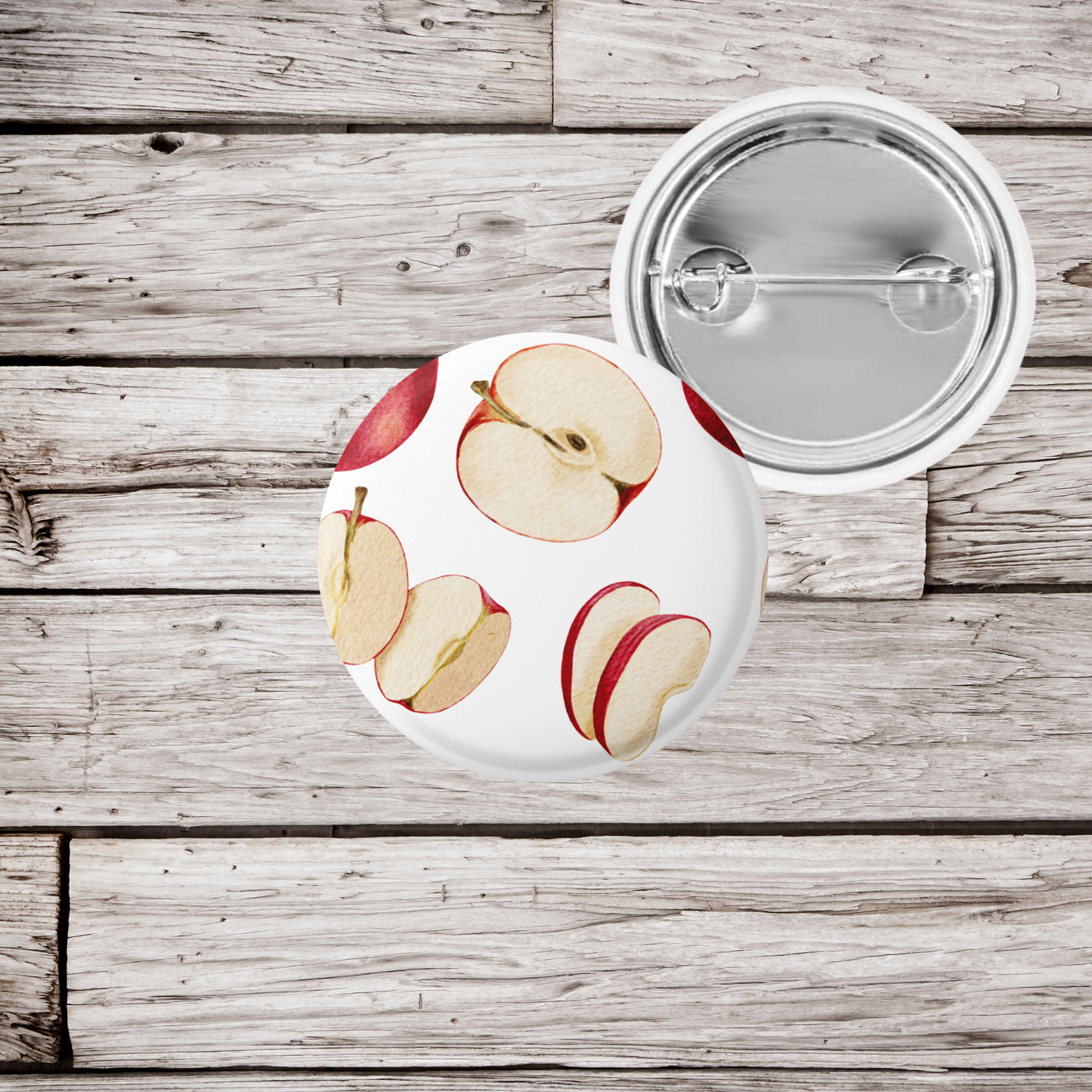 Apple Slice Pin Back Button, Magnet, Keychain