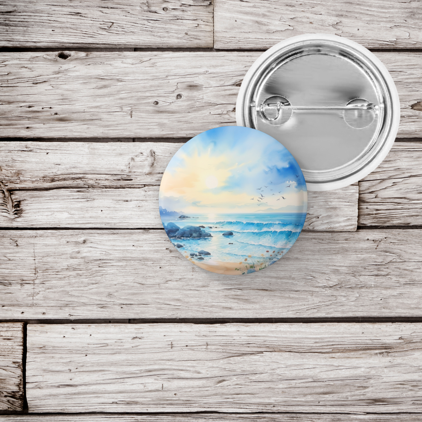 Costal Beach 4 Pin Back Button, Magnet, Keychain