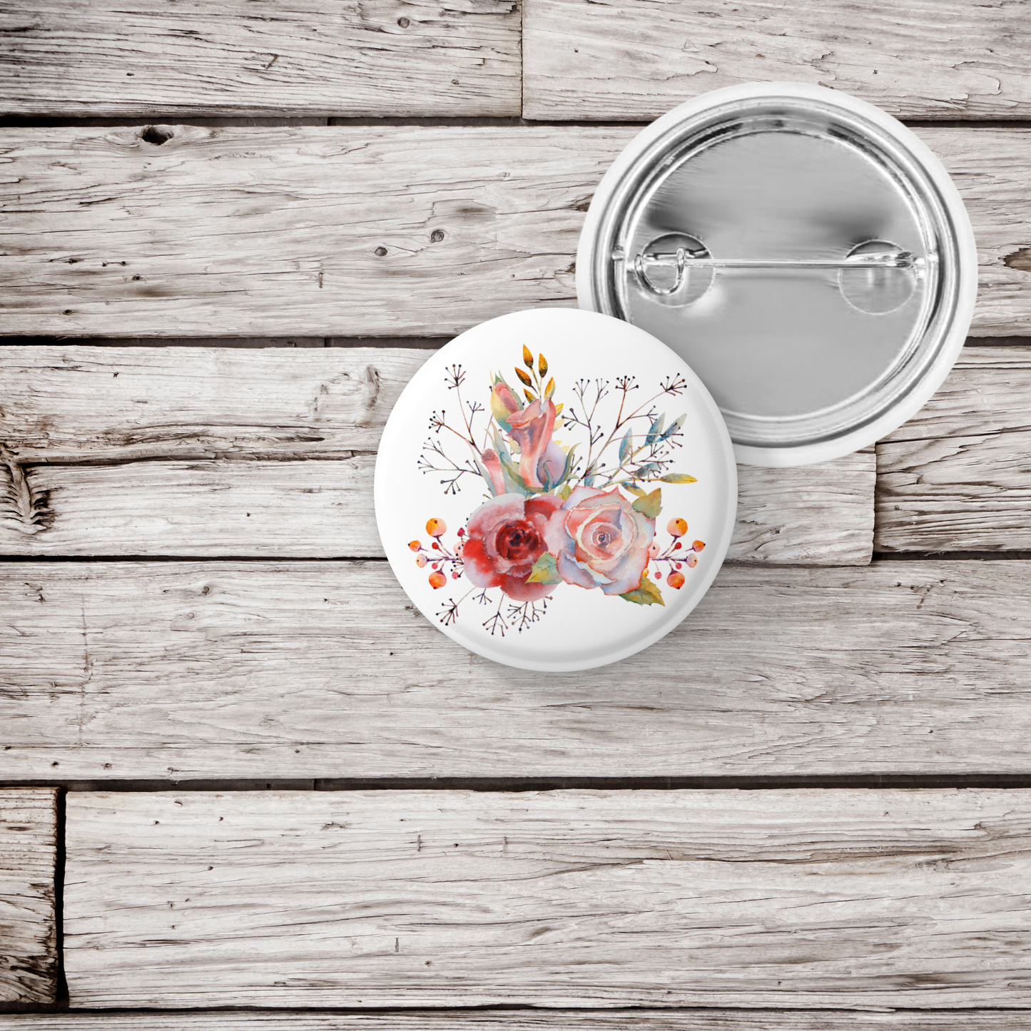 Flower Pin Back Button, Magnet, Keychain