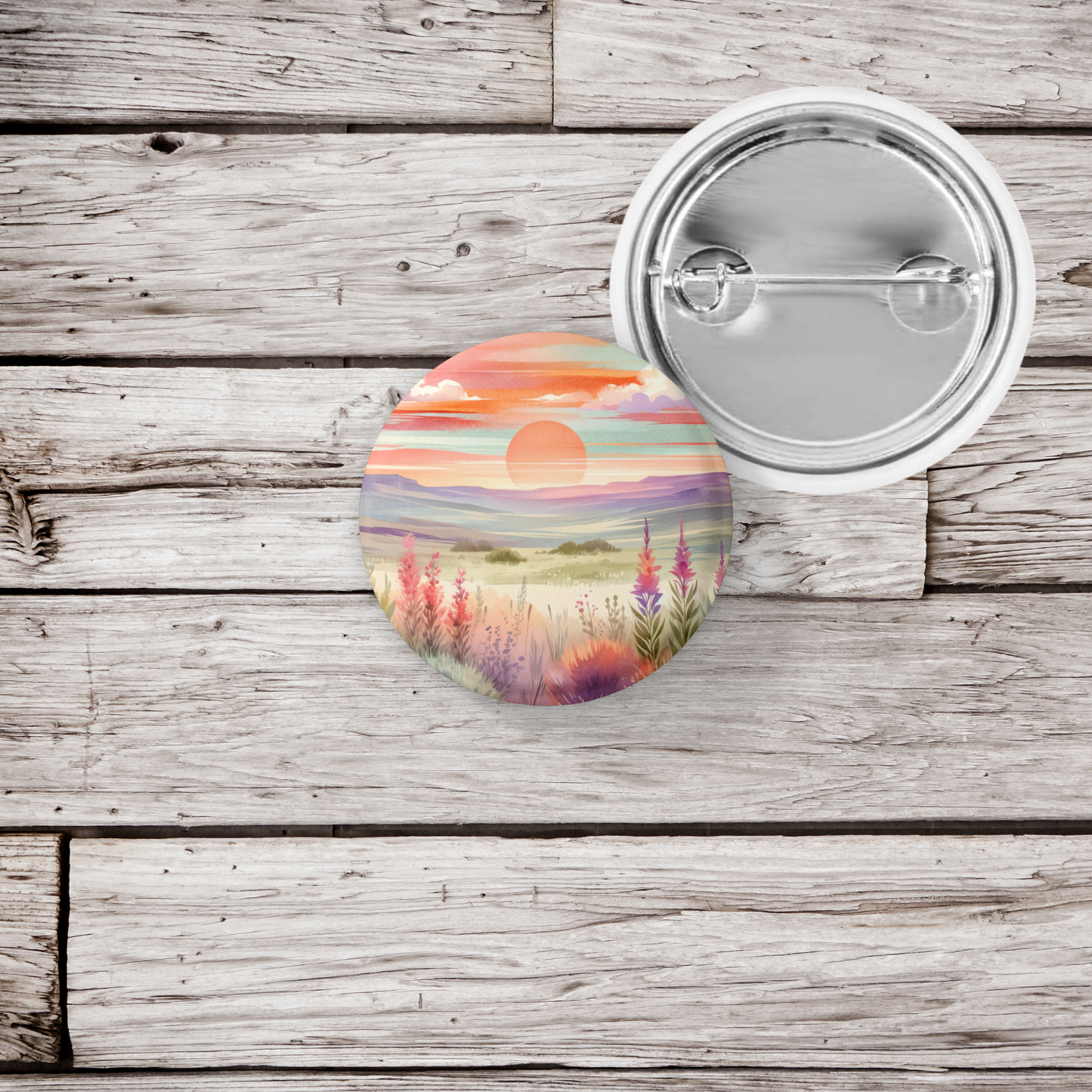 Southwest Desert 4 Pin Pin Back Button, Magnet, Keychain
