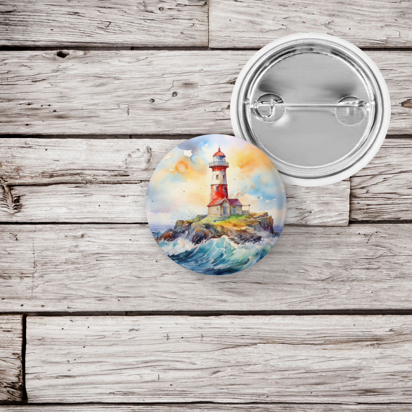 Lighthouse 2 Pin Back Button, Magnet, Keychain