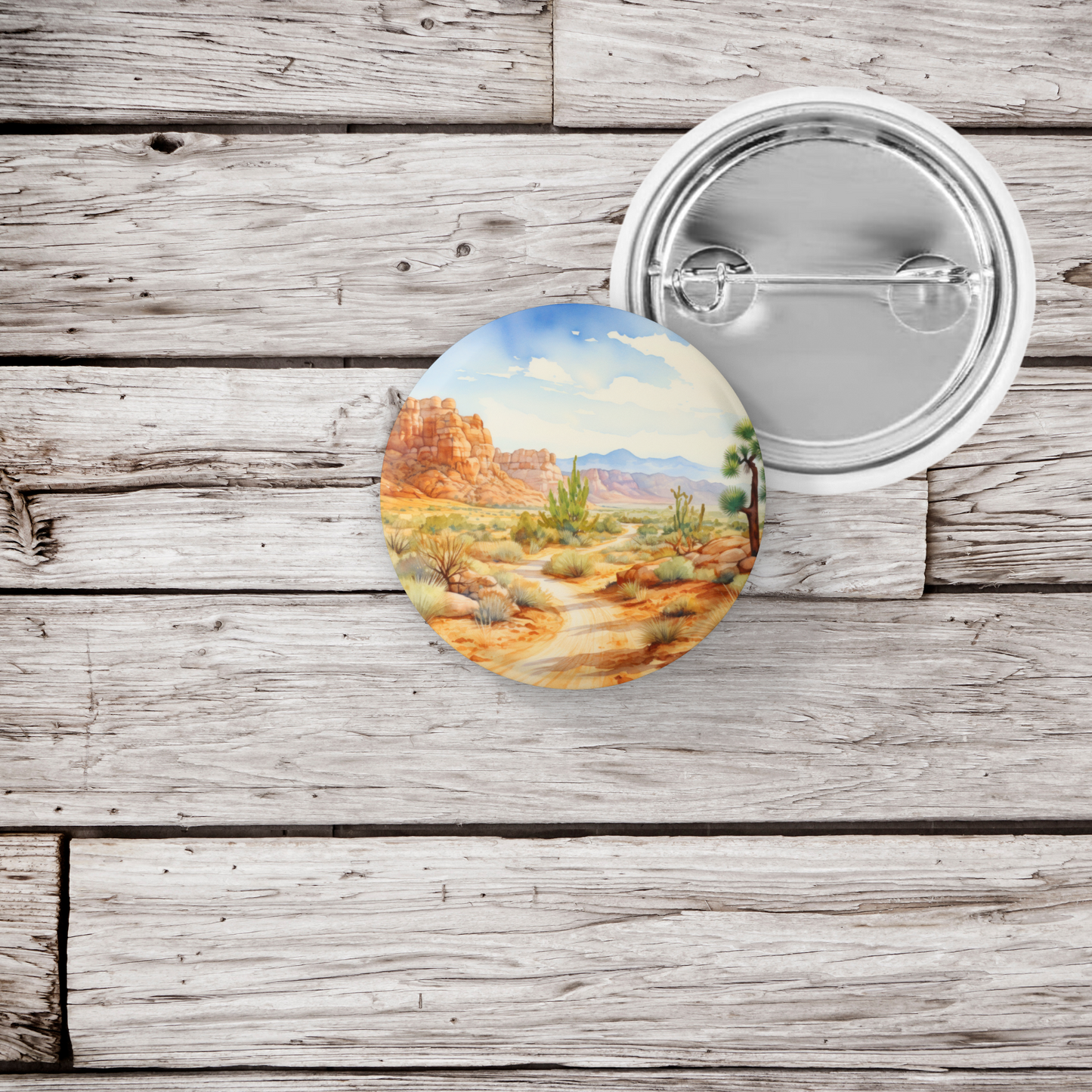 Desert Landscape 1 Pin Back Button, Magnet, Keychain