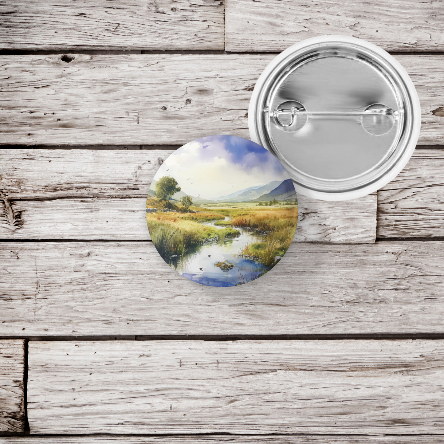 Irish Landscape 3 Pin Pin Back Button, Magnet, Keychain