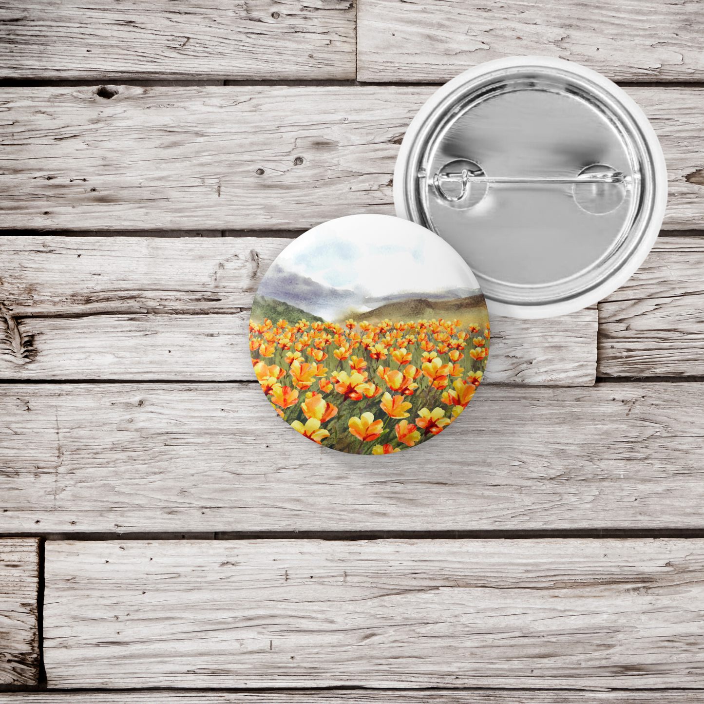 Wildflower Field 6 Pin Pin Back Button, Magnet, Keychain