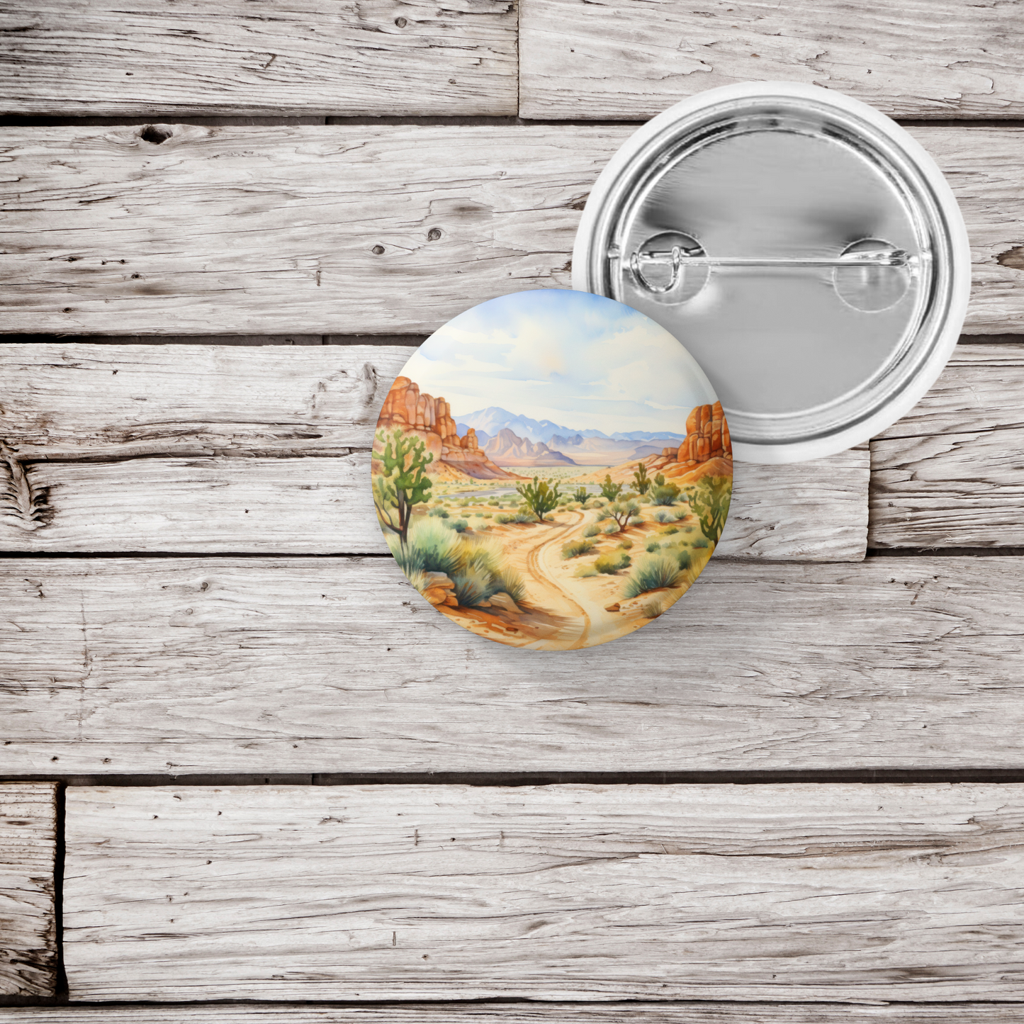 Desert Landscape 2 Pin Back Button, Magnet, Keychain