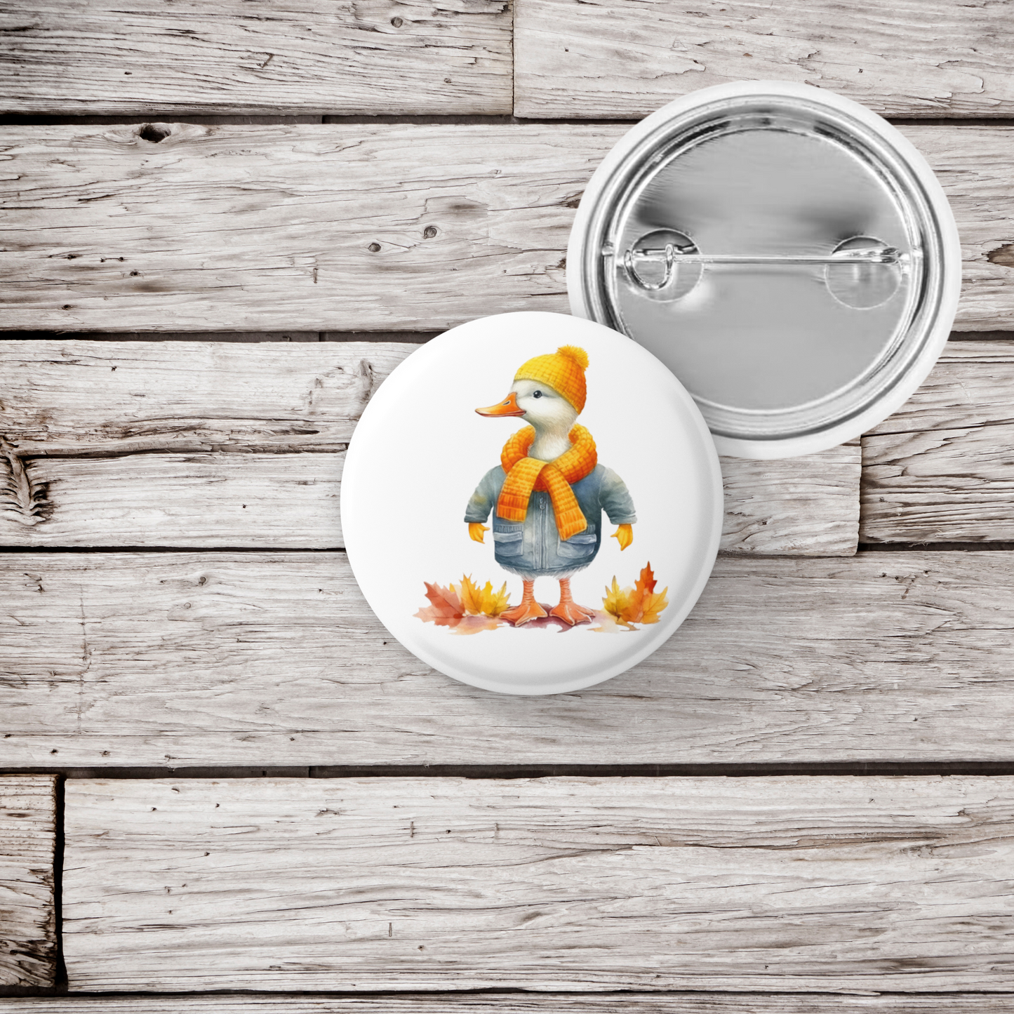 Autumn Duck Pin Back Button, Magnet, Keychain