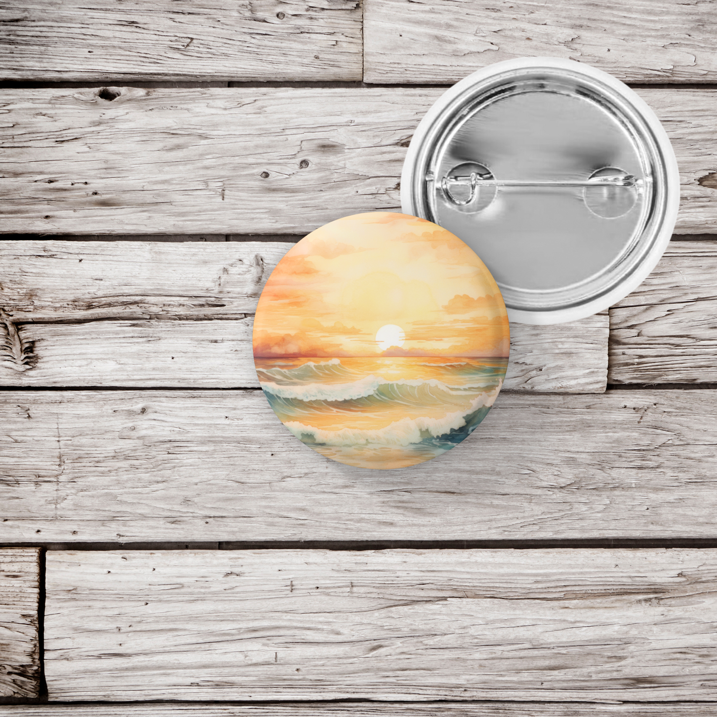 Beach Landscape 6 Pin Back Button, Magnet, Keychain