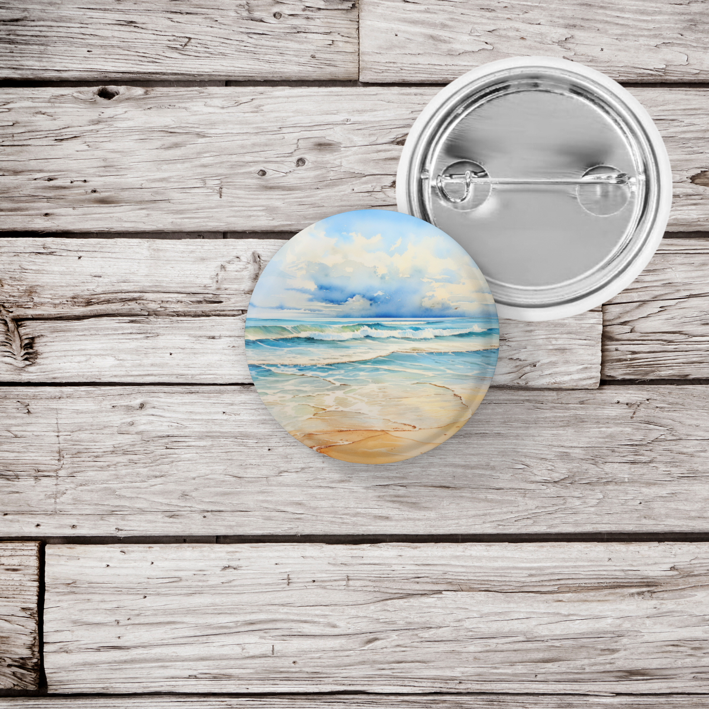 Beach 3 Pin Back Button, Magnet, Keychain