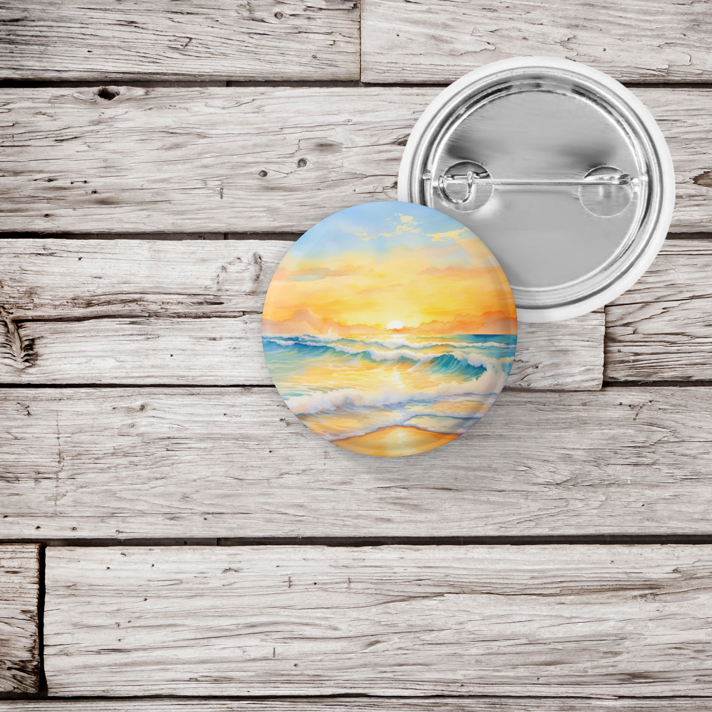 Beach Landscape 5 Pin Back Button, Magnet, Keychain