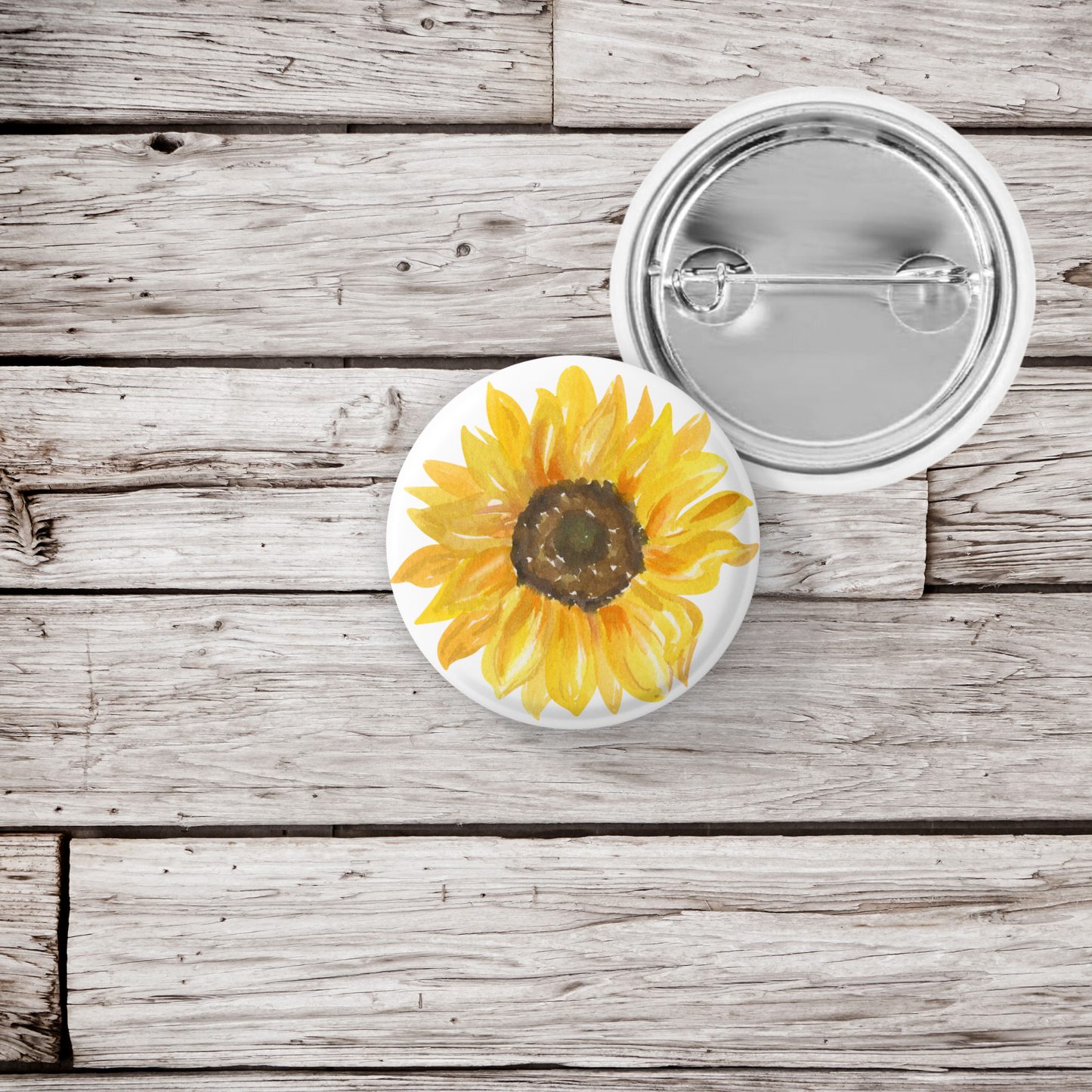 Sunflower Pin Pin Back Button, Magnet, Keychain