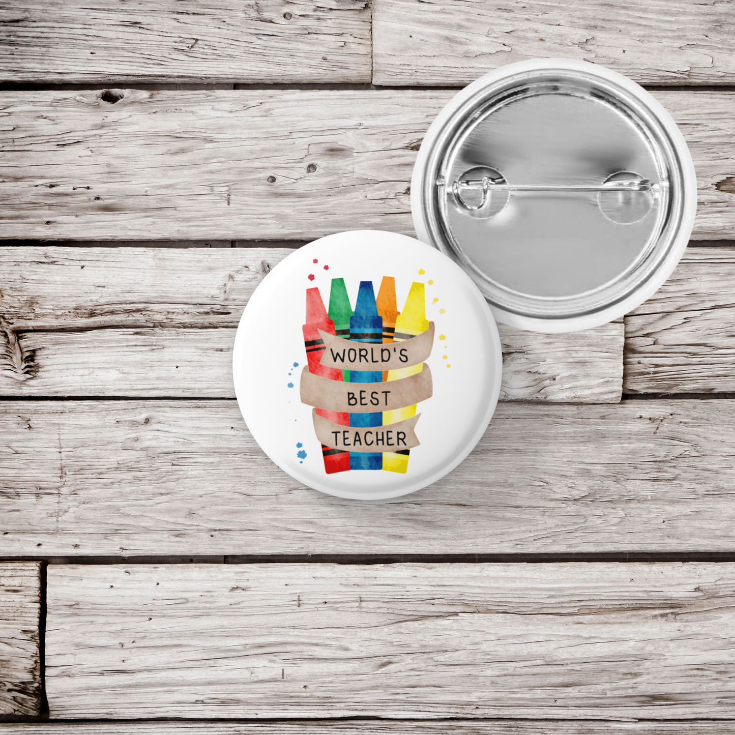 Worlds Best Teacher Pin Back Button, Magnet, Keychain