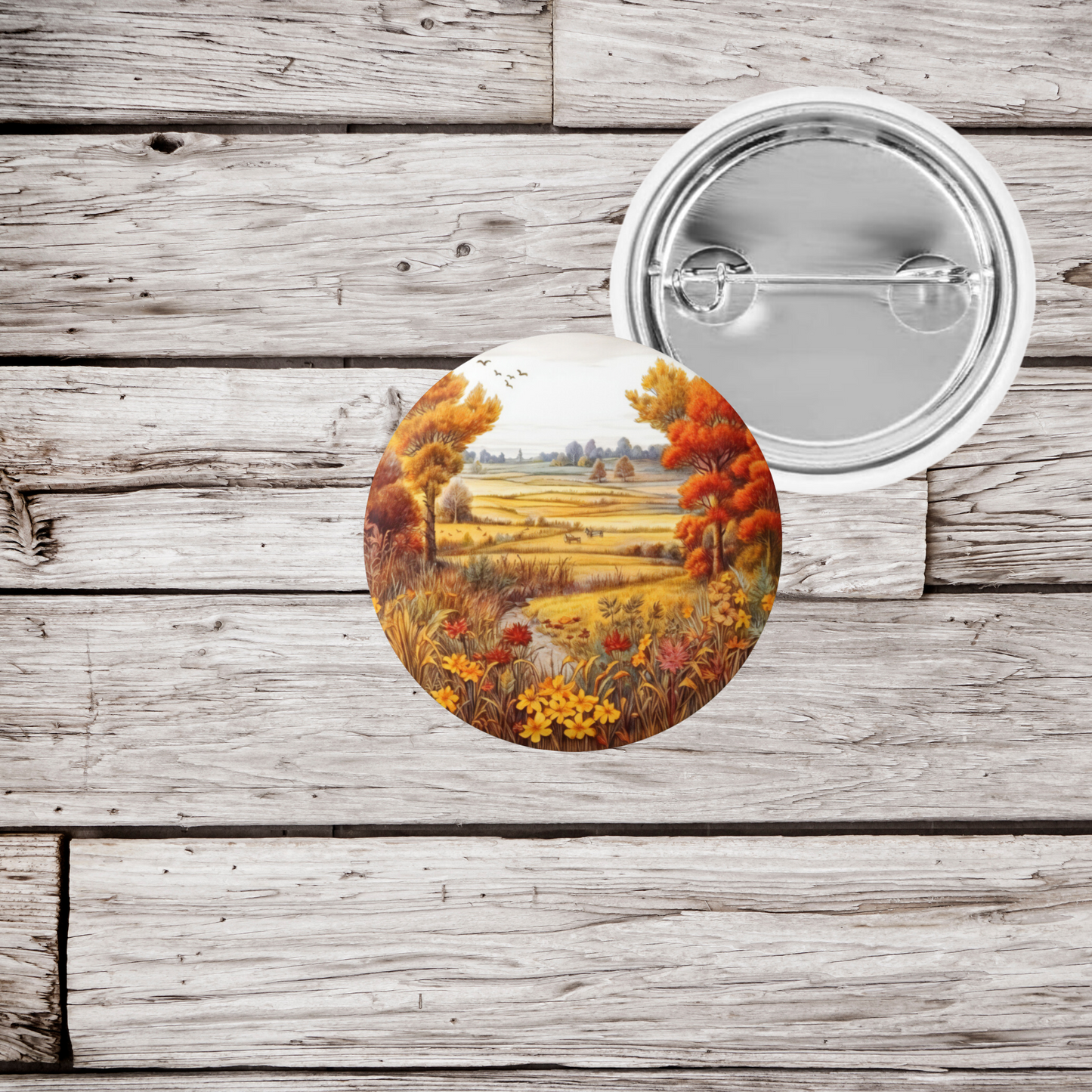 Autumn Fields Pin Back Button, Magnet, Keychain
