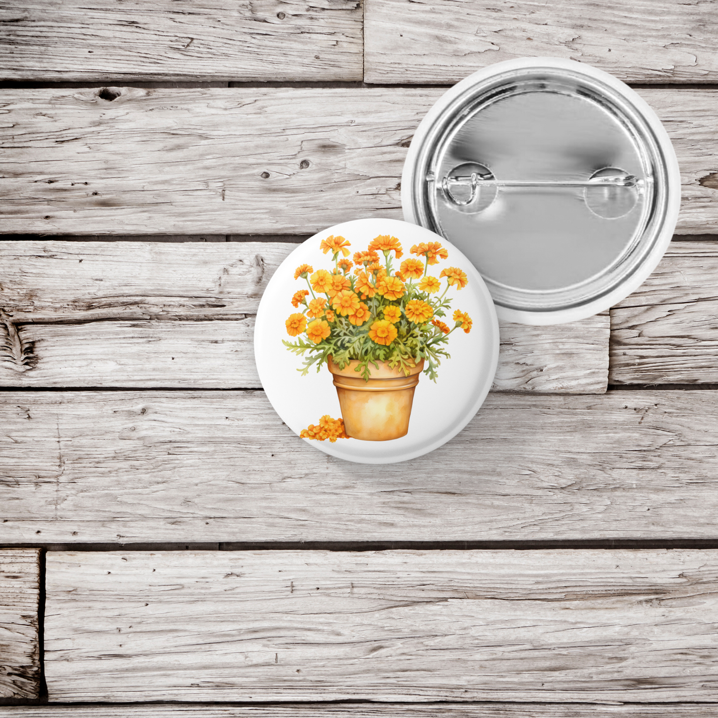 Marigold 1 Pin Pin Back Button, Magnet, Keychain