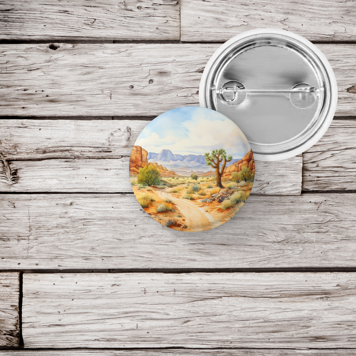 Desert Landscape 7 Pin Back Button, Magnet, Keychain