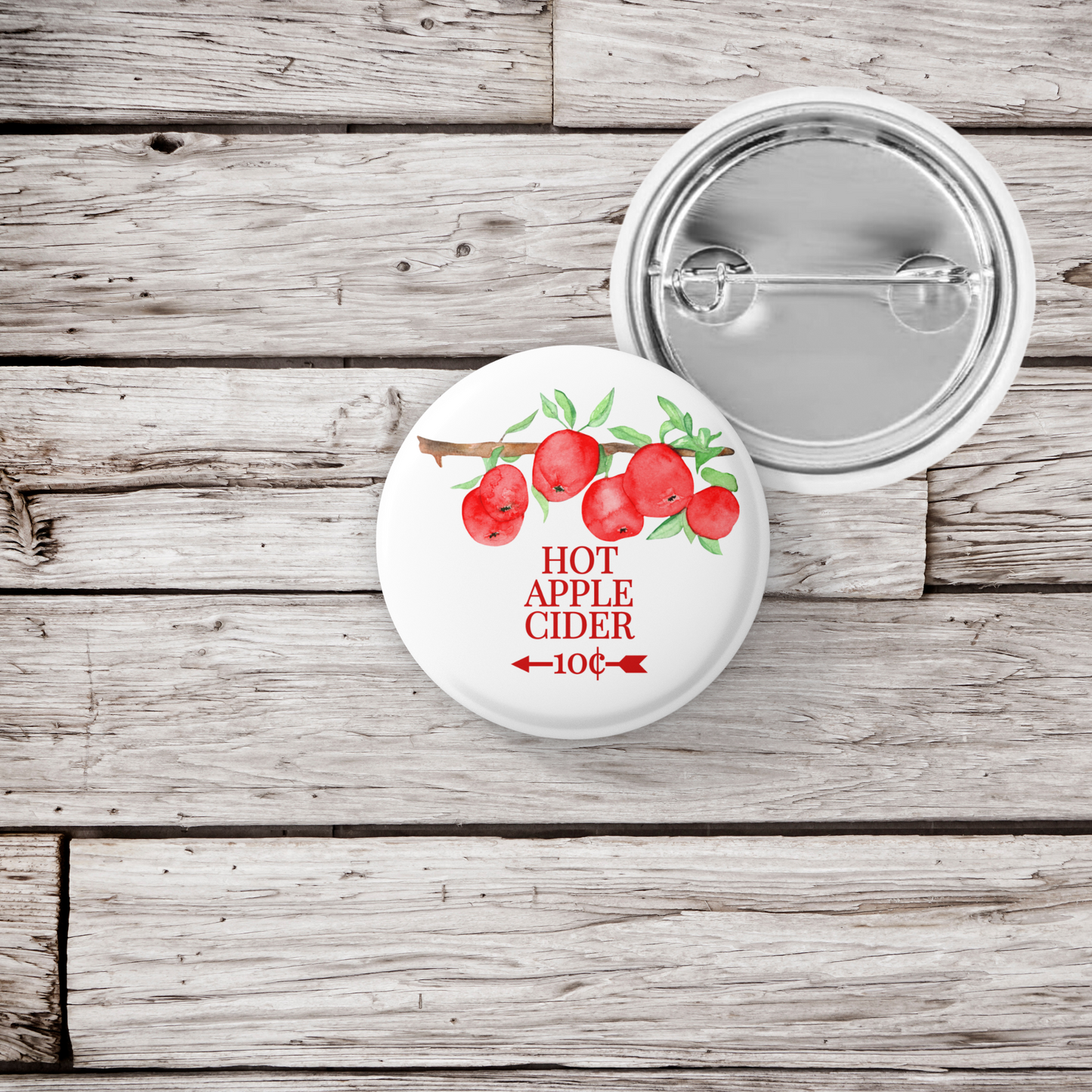 Hot Apple Cider Pin Back Button, Magnet, Keychain