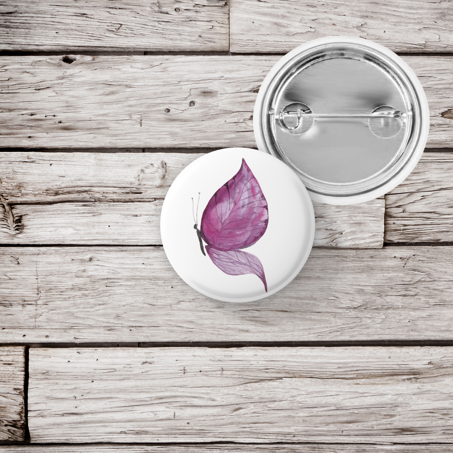Purple Butterfly Pin Back Button, Magnet, Keychain