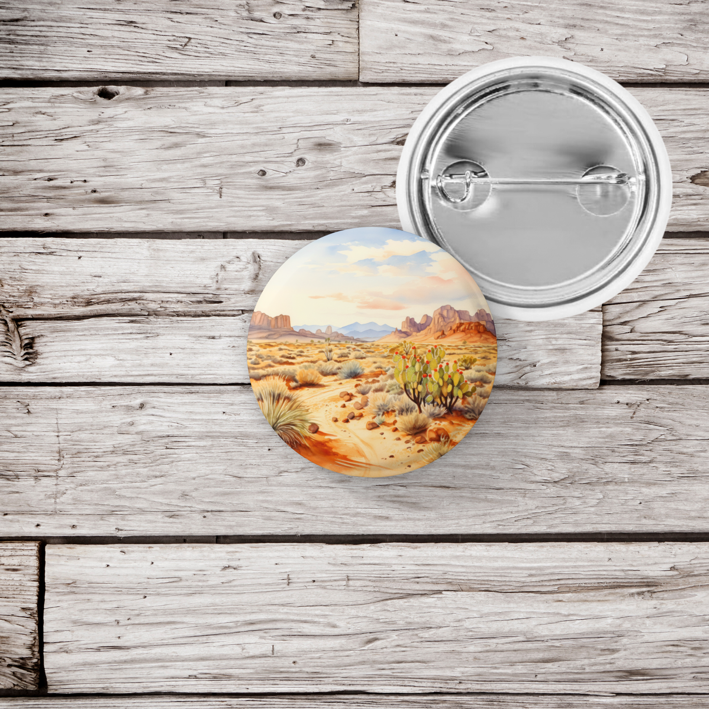 Desert Landscape 5 Pin Back Button, Magnet, Keychain