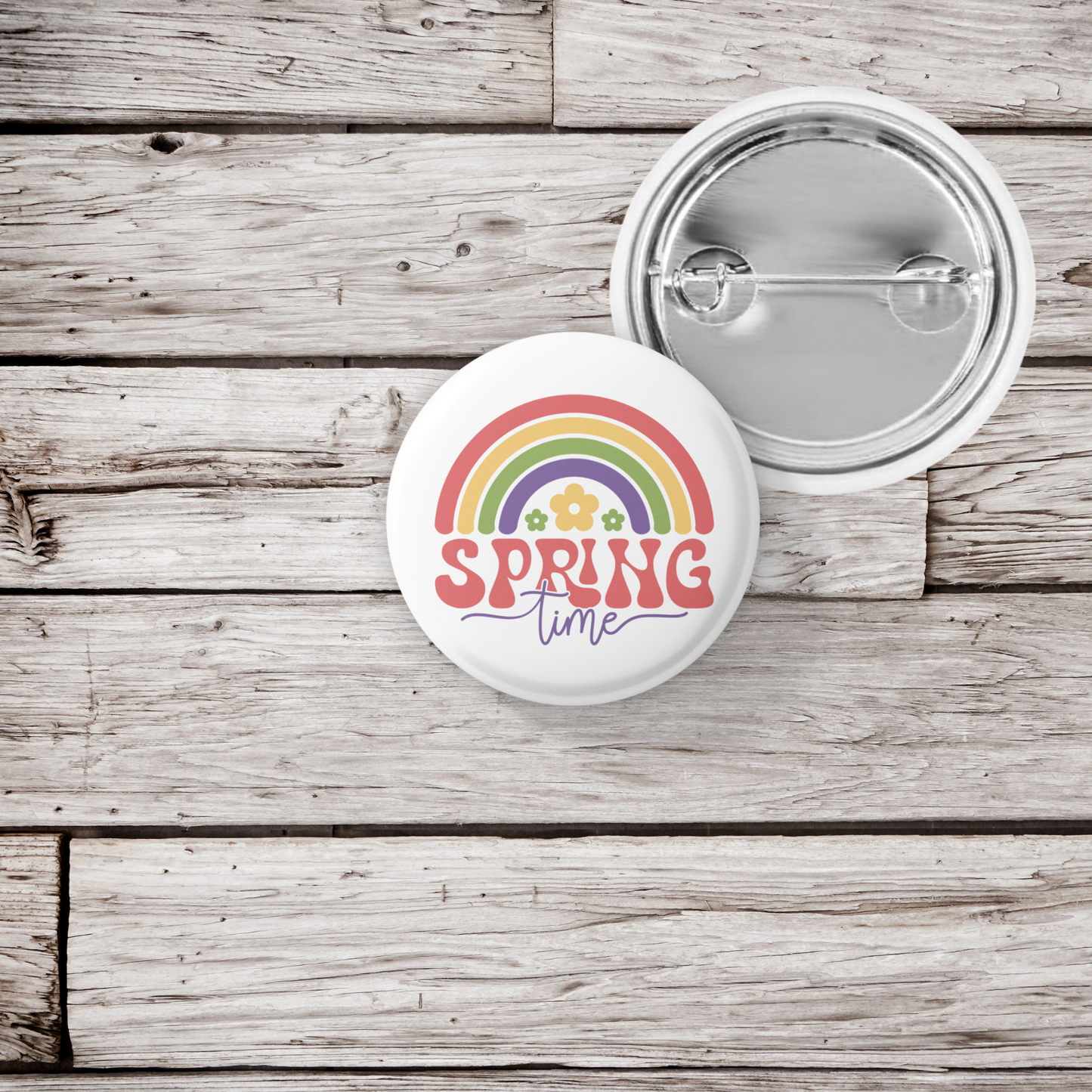 Spring Time Rainbow Pin Back Button, Magnet, Keychain