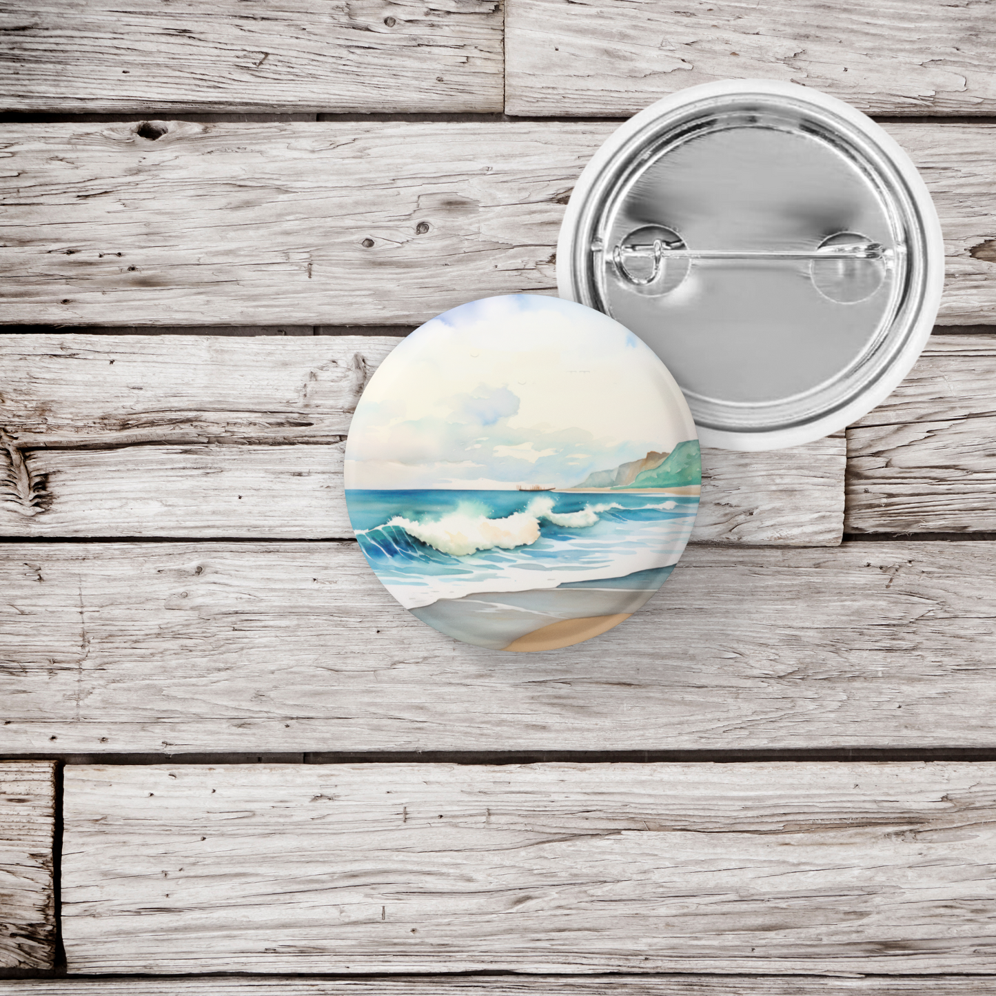 Beach 2 Pin Back Button, Magnet, Keychain