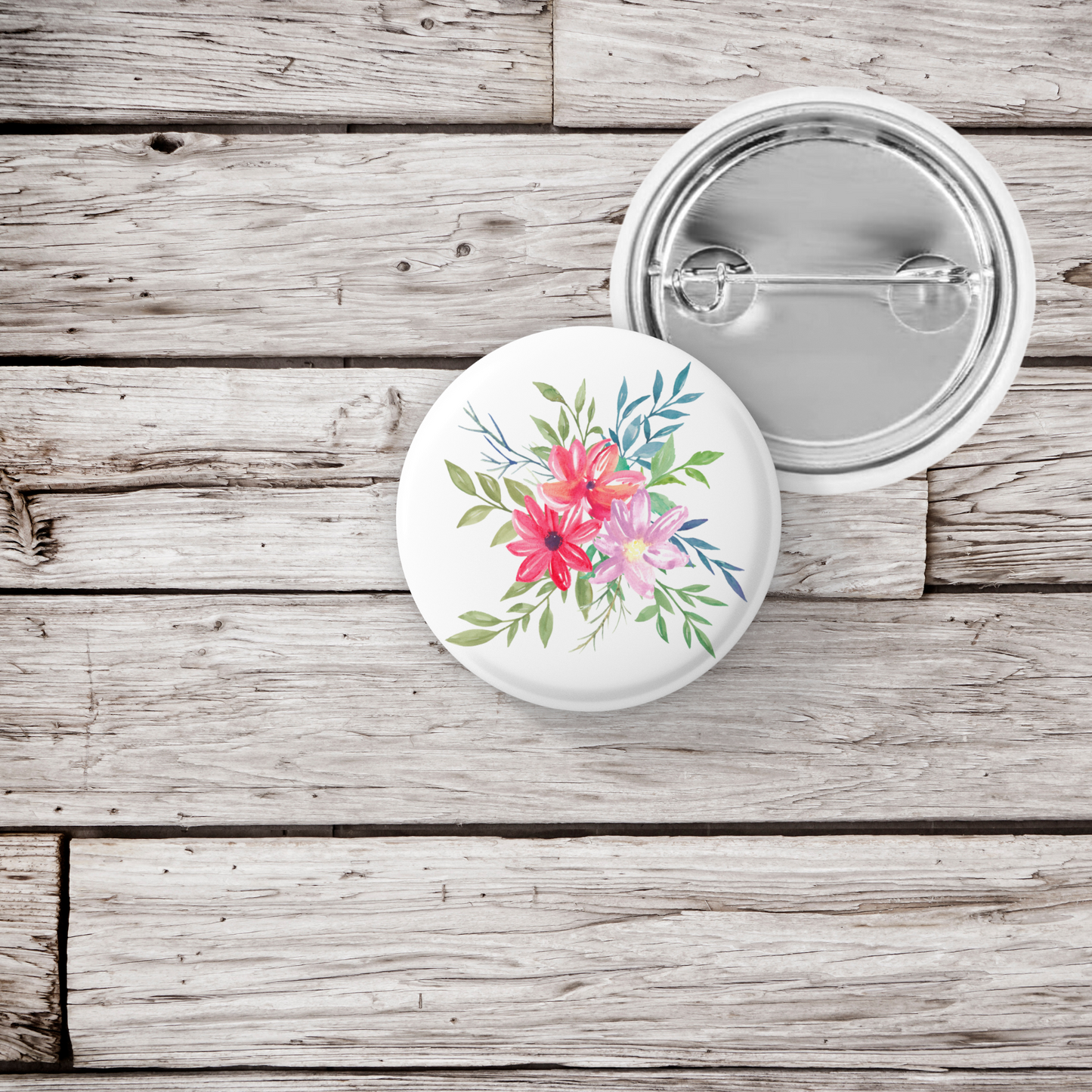 Flower Pin Back Button, Magnet, Keychain