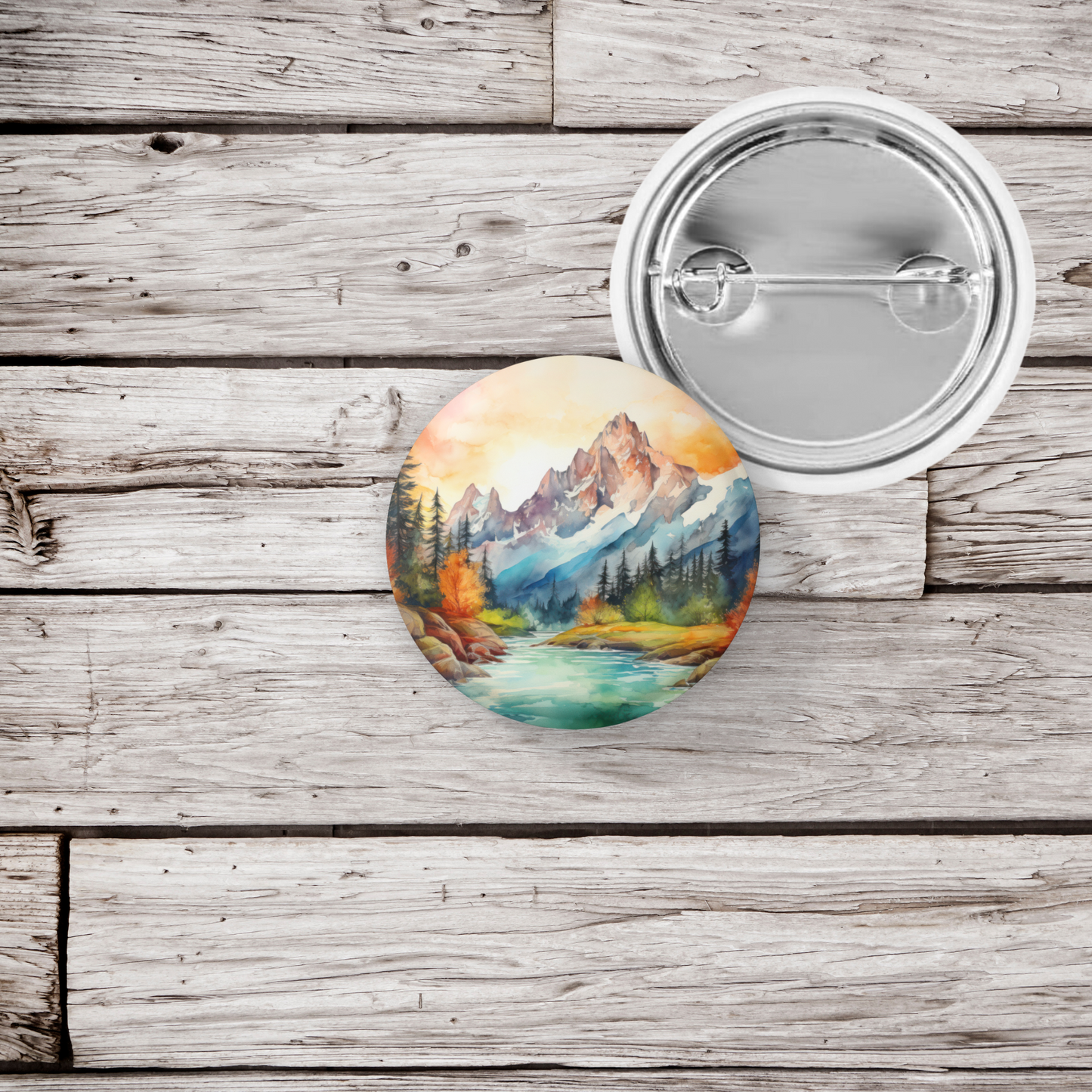 Mountain Forest 2 Pin Back Button, Magnet, Keychain