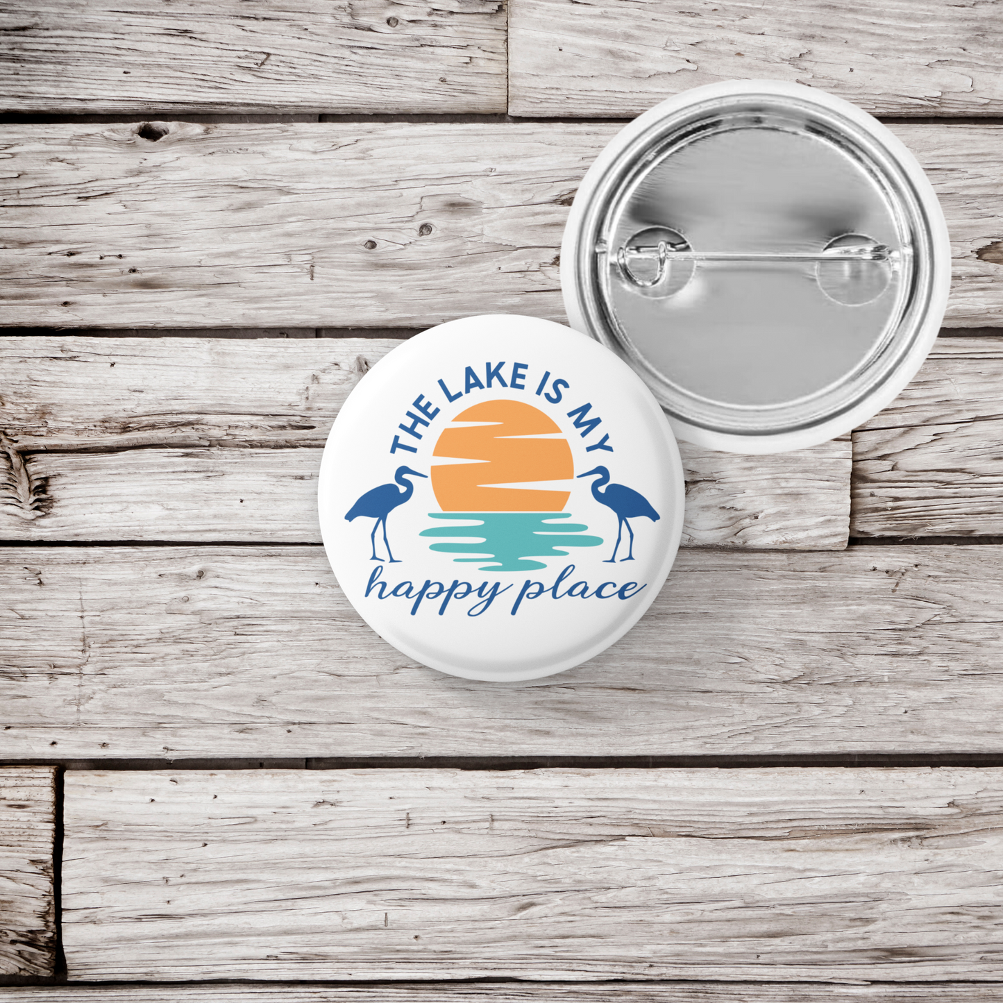 The Lake Is My Happy Place Pin Back Button, Magnet, Keychain