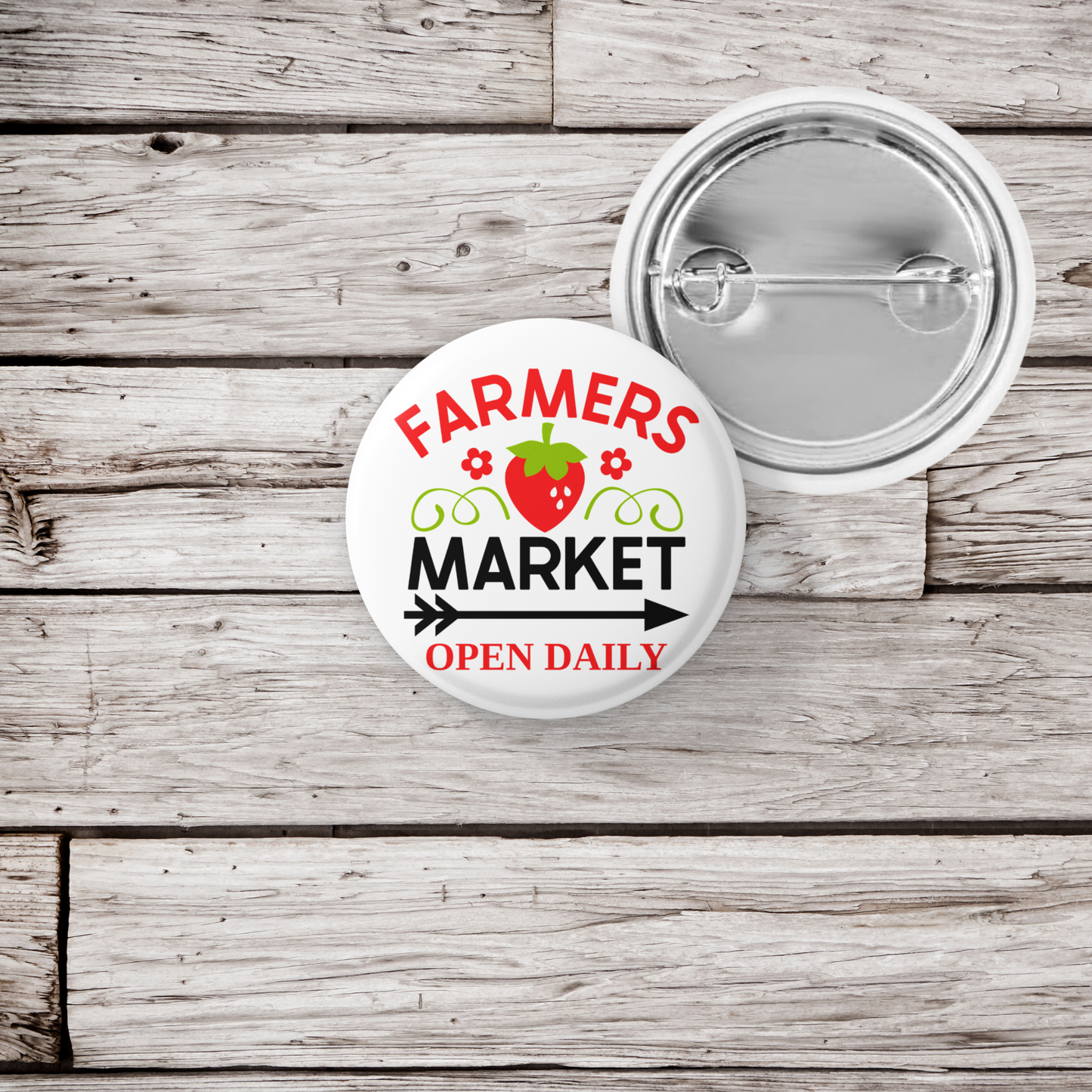 Farmers Market Pin Back Button, Magnet, Keychain