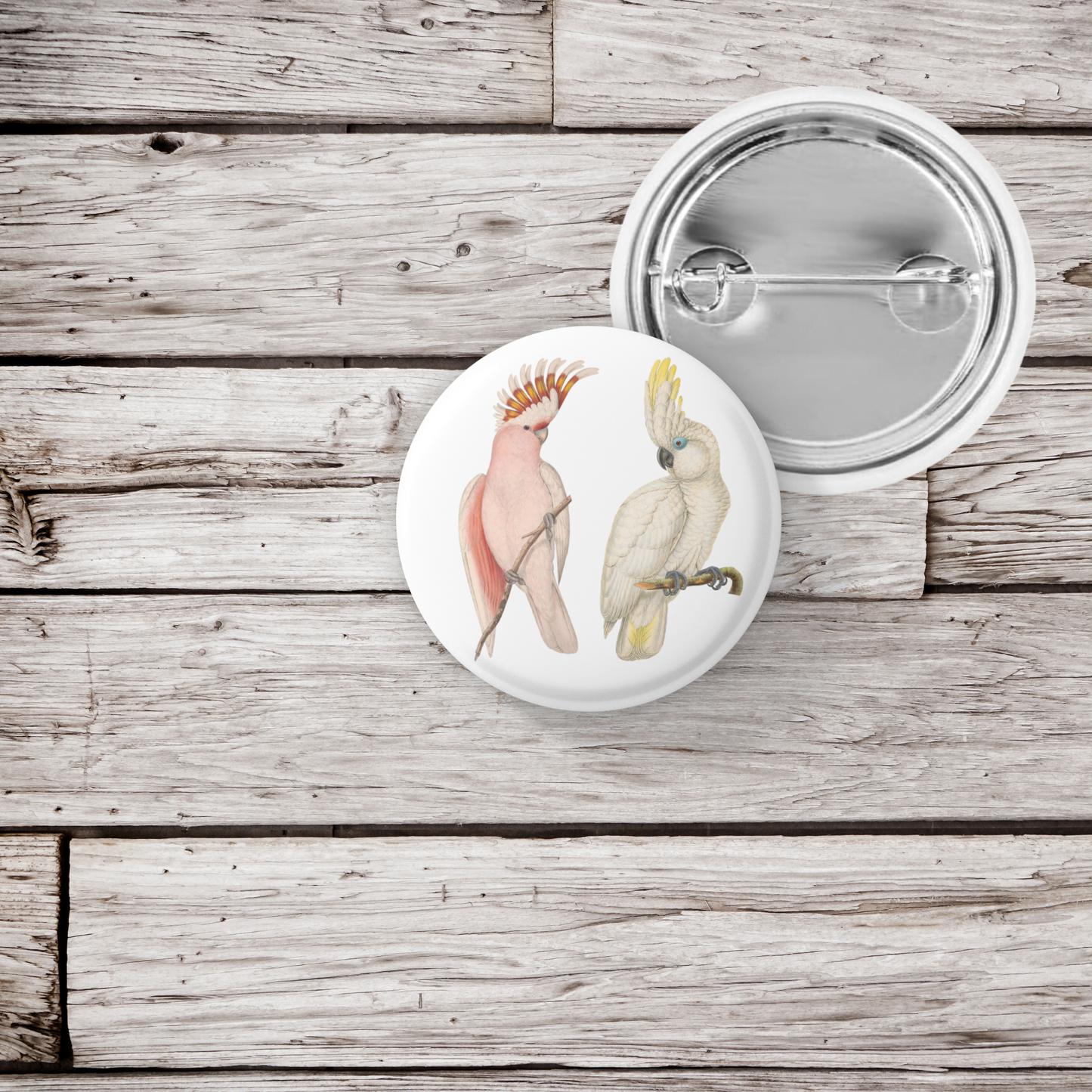 Cockatoo Pin Back Button, Magnet, Keychain