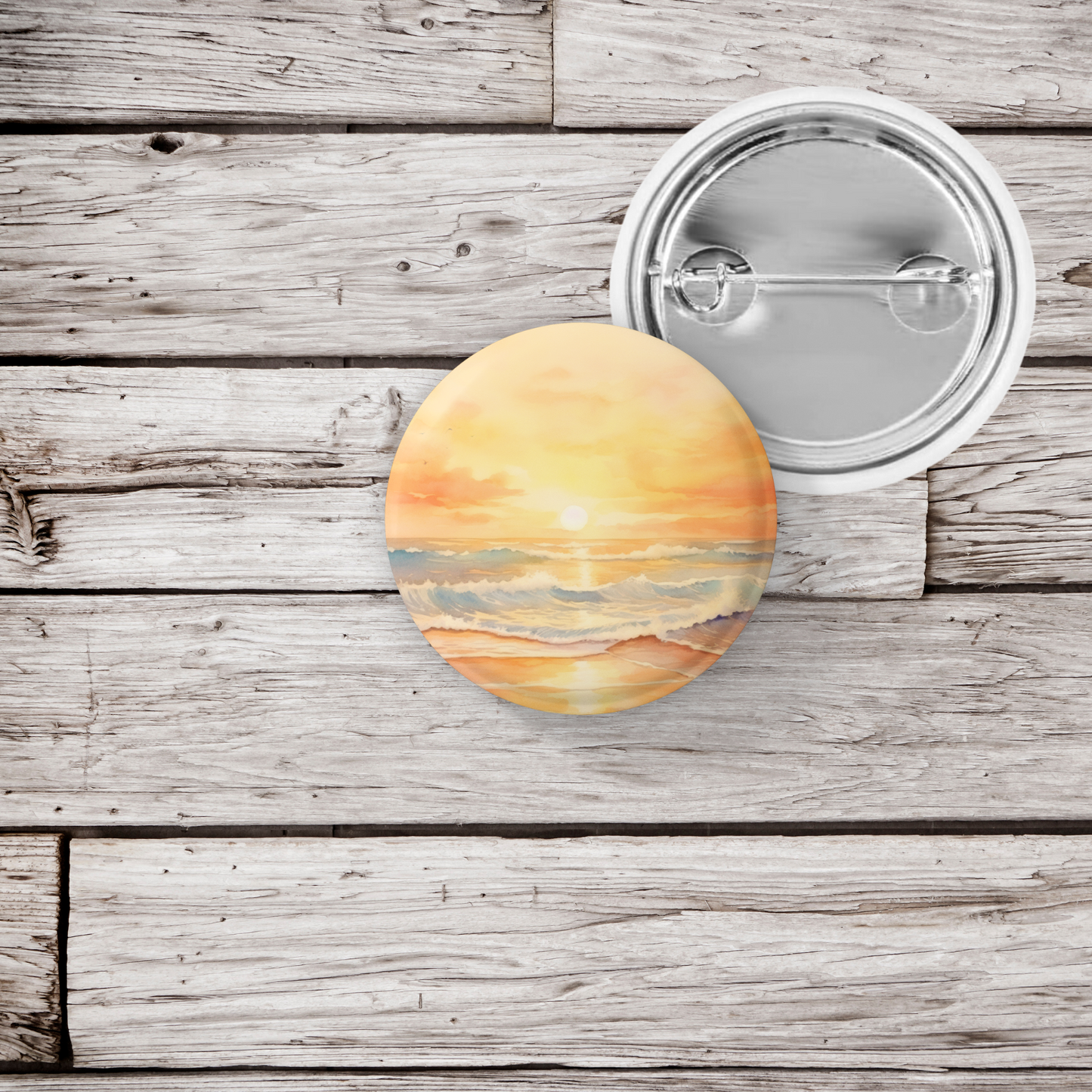 Beach Landscape 3 Pin Back Button, Magnet, Keychain