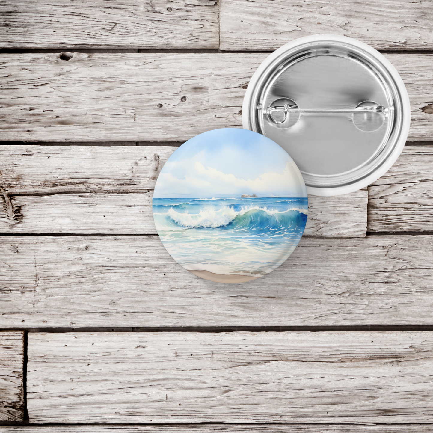 Beach 1 Pin Back Button, Magnet, Keychain