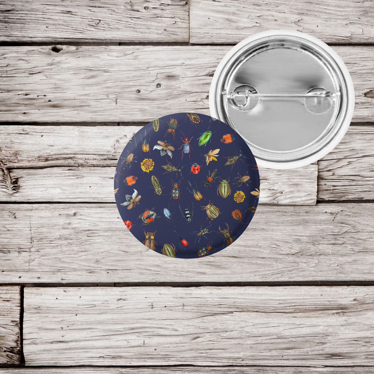 Navy Beetle Pin Pin Back Button, Magnet, Keychain