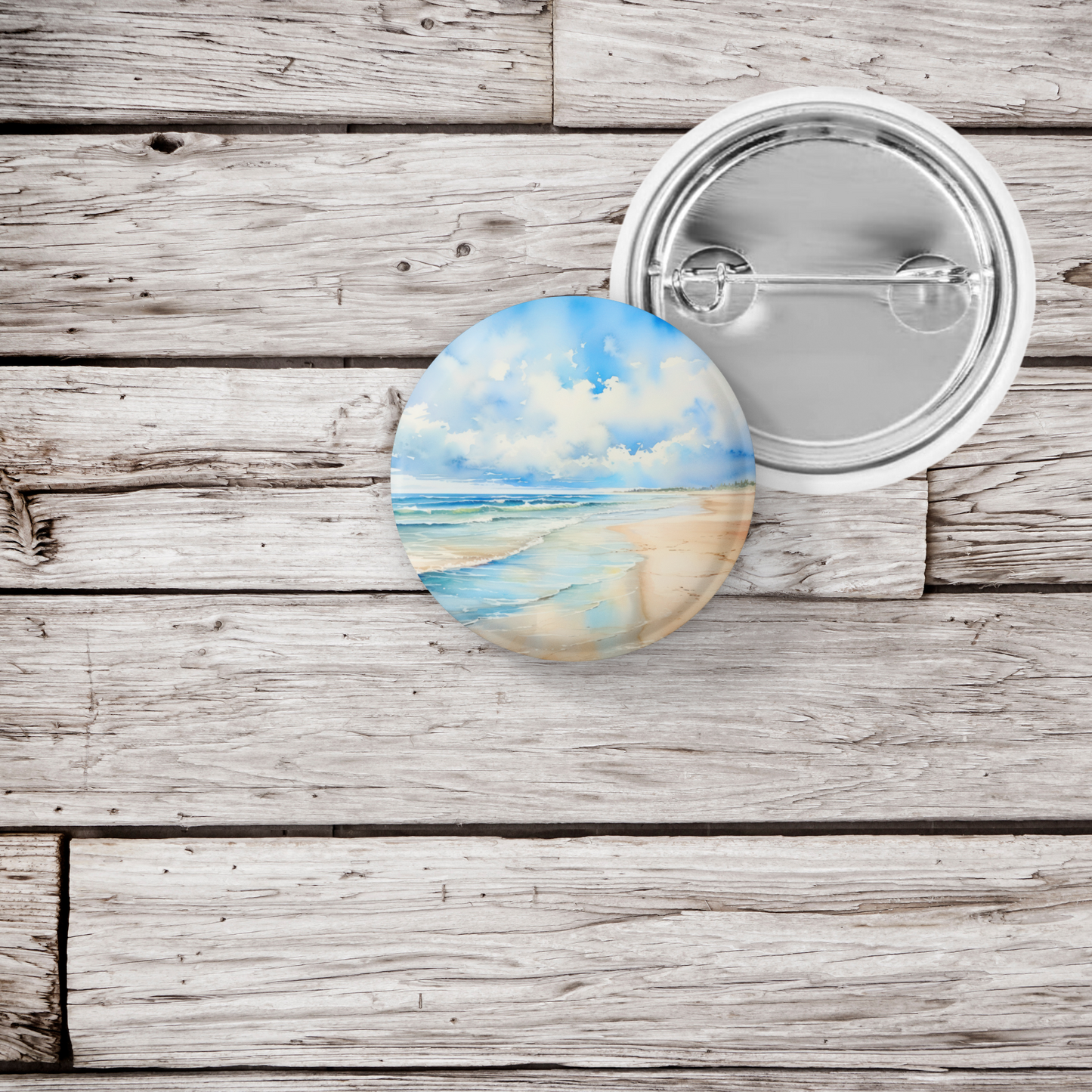 Beach Pin Back Button, Magnet, Keychain