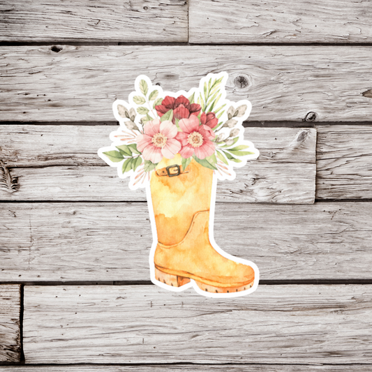 Floral Rain Boot Sticker